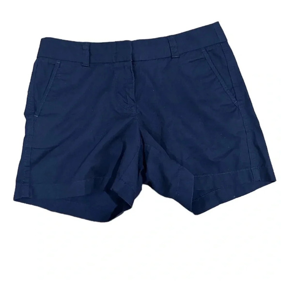 J. Crew Women's Navy Blue Chino Broken-In Cotton Shorts Size 4 GUC - Picture 1 of 5